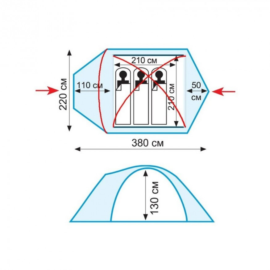 Палатка Tramp Mountain 3 v2, зеленый