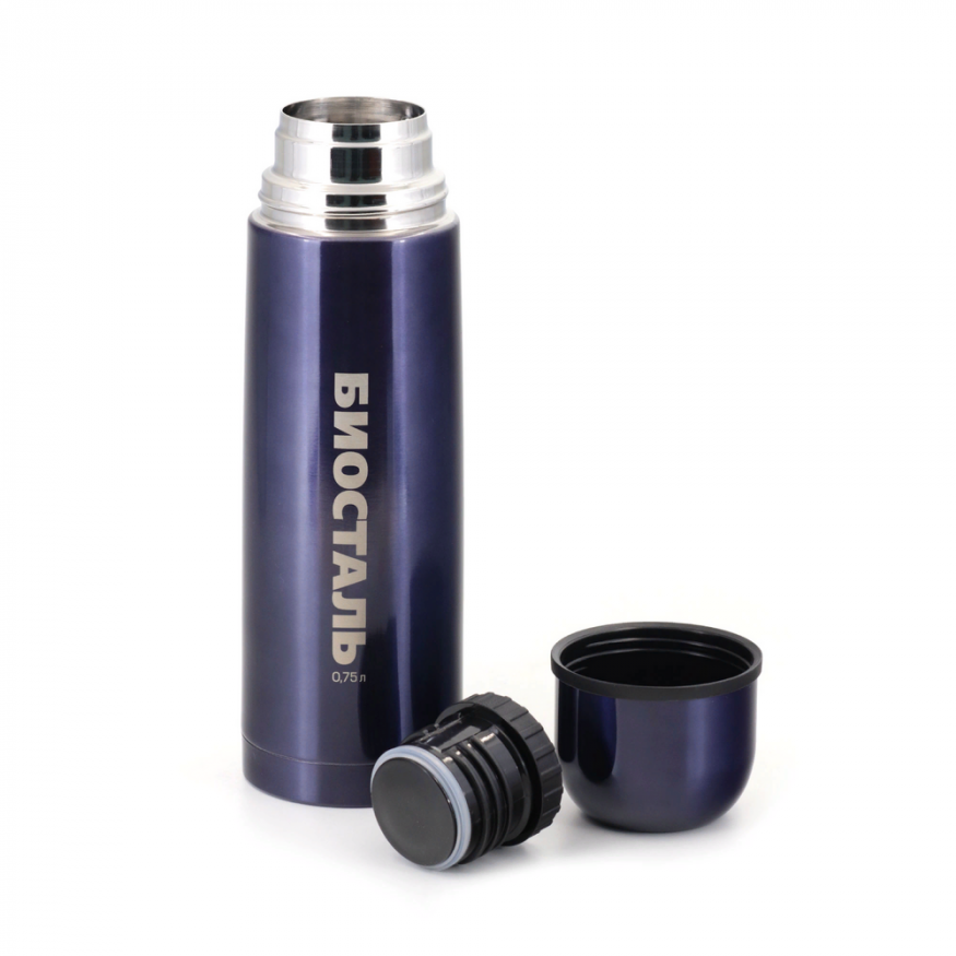 Термос Биосталь с узкой горловиной, цвет ночное небо, 1 л